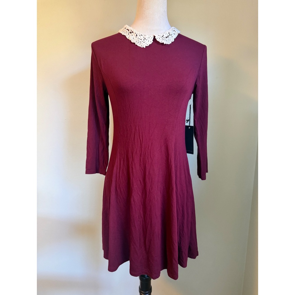 Forever 21 Burgundy Lace Long Sleeve Wine Mini L NWT whimsigoth boho Y2K cottage